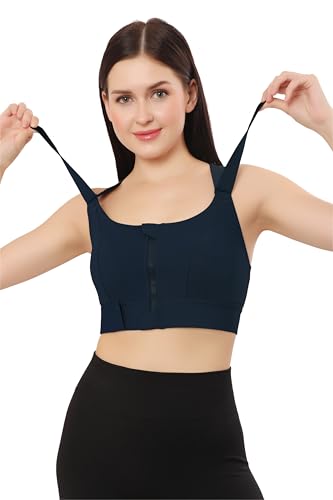 Image of Women Polyester Spandex High Impact Front Zip Sports Bra Fitness Criss Cross Back Crop Tops for Gym, Yoga & Workout - Size: M-4XL