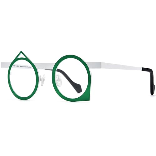 Image of FONEX Colorful Pure Titanium Glasses Frame Women Retro Round Eyeglasses