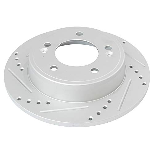 Image of TRQ Performance Rear Brake Pad and Rotor Set Ceramic Drilled Slotted G Coated Rotors Compatible with 2017-2020 Hyundai Elantra 2020-2022 Venue 2020-2022 Kia Soul