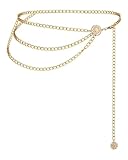 Metal Waist Chain Belt for Women - Adjustable Gold Body Chain - Multi-Layer Belly Jewelry Dress Accessory - Fashion Waistband for Skirt Pants Party Outfits