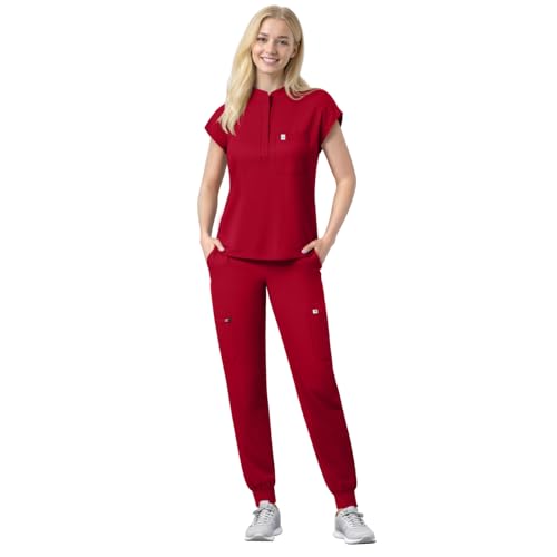 Eipnare Scrubs Set for Women Medical Uniform Nurse Suit, Anti-Wrinkle Scrub Top Jogger Pant&11 Pockets,4 Way Stretch Workwear