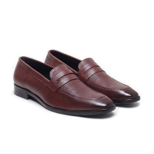 Image of HAYES LONDON Penny Loafers for Men | Genuine Leather Slip-on Shoes | Formal & Casual Comfort Footwear
