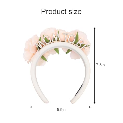 YOUAME Floral Mom To Be Headband - Baby shower Mummy Head wear Photo Props, Blush pink flower mummy to be party headband, Baby Shower Accessory2