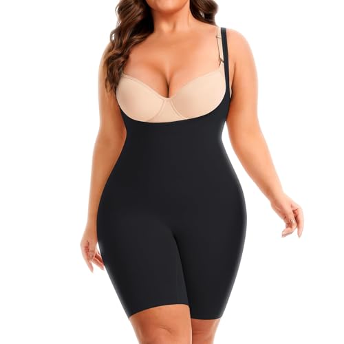 Image of NaTen Plus Size Open Bust Shapewear Tummy Control Bodysuits for Women Seamless High Waisted Body Shaper Under Dress