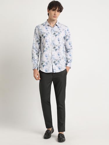 Image of Men Multicolour Printed Slim Fit Cotton Casual Shirt