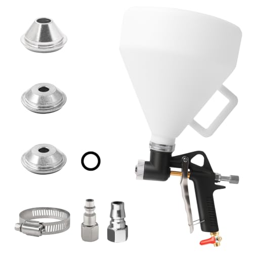 Image of Drywall Texture Spray Gun, Air Hopper Spray Gun Paint with 1.5 Gallon Hopper Includes 3 Nozzles(4.0mm /6.0mm /8.0mm), Air Texture Gun for Walls,Ceiling,Stucco Mud,Knockdow,Spray Gun (Black)