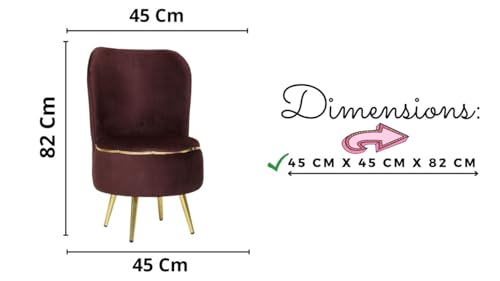 Image of Ottoman for Living Room, Velvet Round Foot Rest Stool, Metal Legs Chair for Sitting, Puffy for Bedroom & Makeup Room Decor | Chair (18 inchx18 inchx32 inch), Puffy (16 inchx16 inchx17 inch) | (Combo-Coffee)