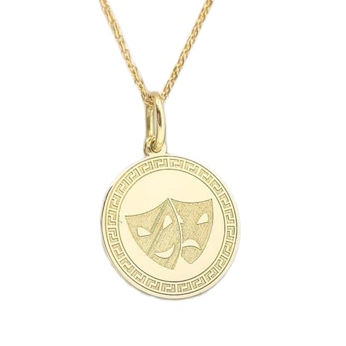 Chaîne de 45 cm avec pendentif masque de théâtre argent plaqué or LKBEADS
