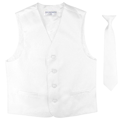 BOY'S Dress Vest & NeckTie Solid WHITE Color Neck Tie Set size 2