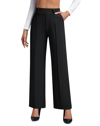 Wide Leg Dress Pants for Women High Waist Business Casual Stretchy Work Pants Pullover Formal Slacks Trousers