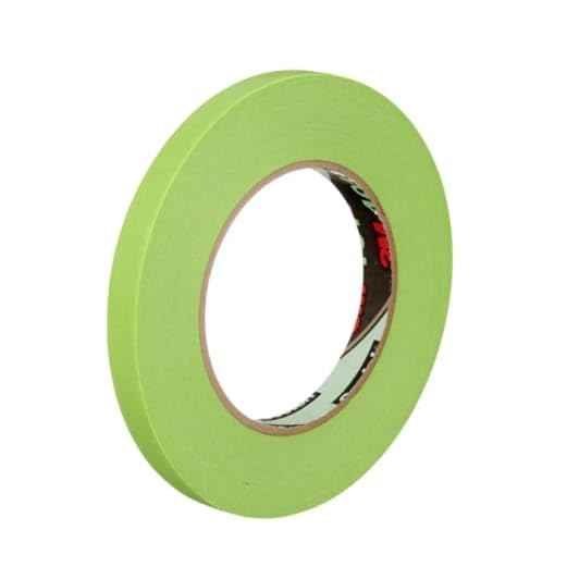 3M 401+ High Performance Masking Tape, Crepe Paper, Green, 0.25" x 55yd (Case of 48 Rolls)