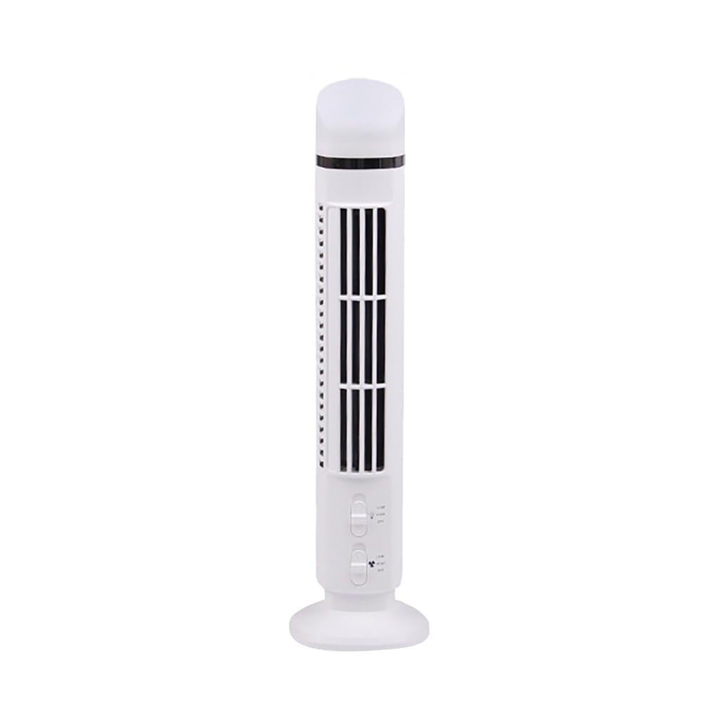 CTRLZS Portable Air Cooler Fan,Streamlined Tower Fan with LED,Powerful Wind,Space-Saving, Bladeless Design, USB Interface Easy Install White