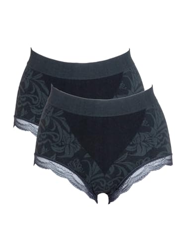 [Andijur] ショーツ お腹押さえ 補整下着 【杉原杏璃のユリ柄綿混フィットショーツ同色2枚組】 レディース インナー ガードルショーツ 大きいサイズ 1枚履き (S-M, ブラック)のサムネイル