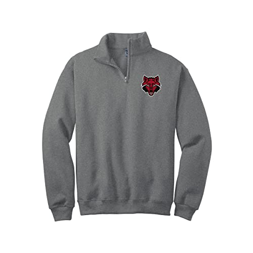 Sorority Letters Shop Arkansas State University Quarter Zip Cadet Collar Sweatshirt - Red Wolves Logo Pullover Sweater
