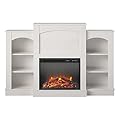 Ameriwood Home Hawke's Bay Fireplace Mantel with Bookshelves, Ivory Oak
