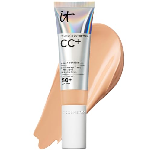 IT Cosmetics Your Skin But Better CC Cream LSF 50+, Hochpigmentierte Mehrzweck-Creme mit LSF 50, Getönte Anti-Aging-Tagescreme, Foundation, Concealer & Pflege in einem