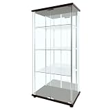 地球家具 ガラスコレクションケース MISTA ミスタ 本体 ミドルタイプ 高さ123cm 背面ミラータイプ コレクションラック ガラスケース ディスプレイラック ※LEDユニット、扉用鍵は別売 (幅60cm ミドルタイプ、ブラウン)