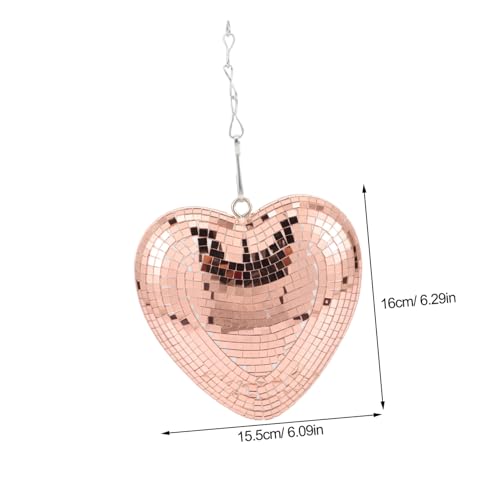 Colgante de bola espejada en forma de corazón, dorada rosa, decoración para fiestas, bodas y festividades, excelente accesorio fotográfico miniatura 2