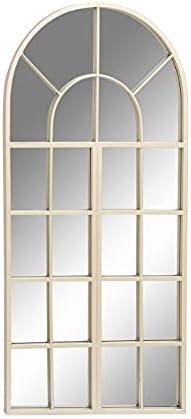 Deco 79 Metal Window Pane Inspired Wall Mirror with Arched Top, 24" x 1" x 48", White