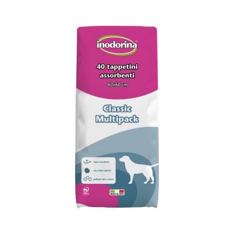 GENERICO Inodorina Training – Tappetini Igienici Super Assorbenti per Cani 60x60 cm – Con Polimeri Odor Control e Adesivi Antiscivolo – Profumazione Neutra – Confezione da 40 Pezzi