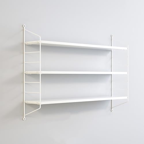 Civenhhdウォールシェルフ 三段/二段/一段木製壁棚木製 飾り棚 高さ調整可能 収納棚 おしゃれでナチュラル 鉄棚 荷重強 北欧スタイル (ホワイトフレーム,三段, 幅80,ホワイト)