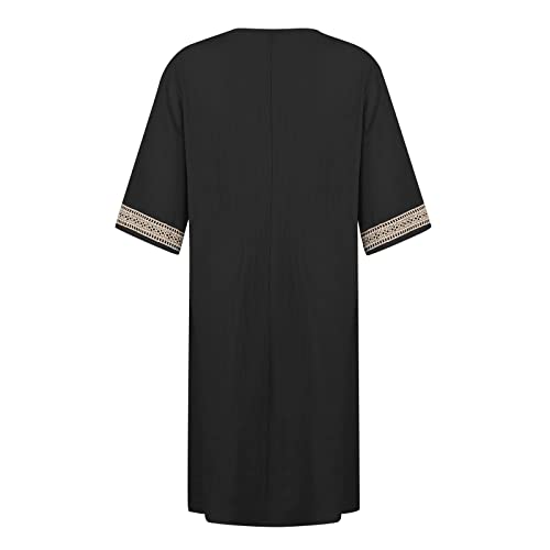 OIOLOYJM Plus Size Summer Dresses for Women 2025 Plus Size Dresses for Curvy Women 3/4 Sleeve Casual Boho Kaftan Dresses
