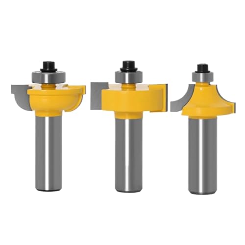 3個入り ガラスドア板材用木工工具 カーボードカッター ルータービット 1/2シャンク 12mmシャンク 8mmシャンク T型ボールノーズ(12.7mm shank)