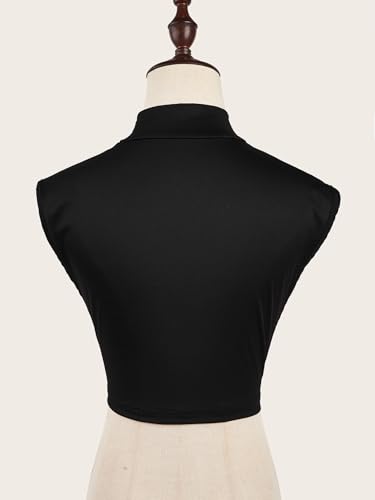 Image of Eyibenlilan Ladies' High Gloss Faux Pearl Elastic Knit Fabric Round Neck Fake Collar One Size Dickey Collar for Women