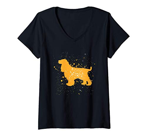 Femme I love dog English Cocker Spaniel Dog Funny Gift idea T-Shirt avec Col en V