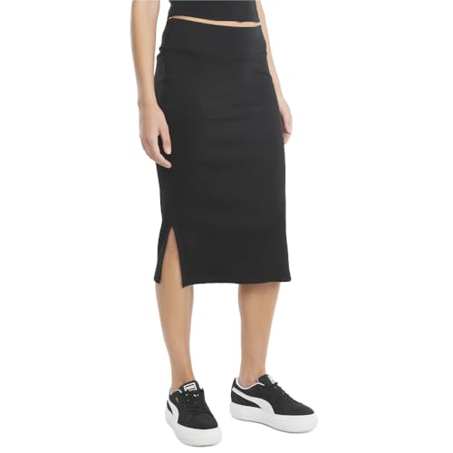 PUMA Womens Classics Ribbed Midi Skirt Casual Casual Comfort Technology - Black