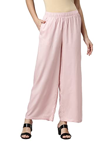 Image of GO COLORS Soft Viscose Basic Palazzo Full Length for Women| Breathable, Mid Rise, Relaxed Fit