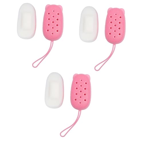 Brosse de bain silicone Healvian rouge pastèque avec éponge intégrée