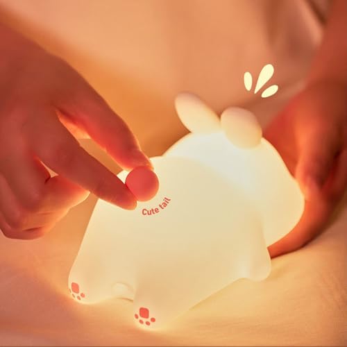 Image of IFTHFOUR Bunny Night Light - 16 Color Kawaii Silicone Lamp, Rechargeable Dimmable Nursery Light, Soft Touch Rabbit Nightlight for Toddler Room, Baby Bedside Lamp for Girls and Boys