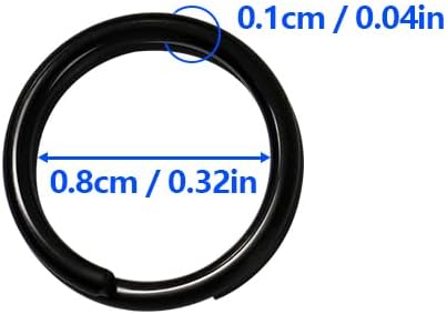 Miniatura 4 de 30 llaveros de acero al manganeso, anillos divididos, llaveros pequeños, anillos de salto para collares, llaves, accesorios de joyería (negro)