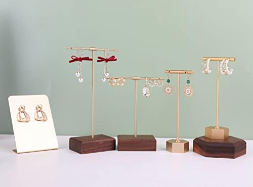 Handmade Wood Brass Bar Jewelry Organizer Retail Earring Display Necklace Stand Bracelet Tray Ring Holder Photography Props for Closet Solo Show