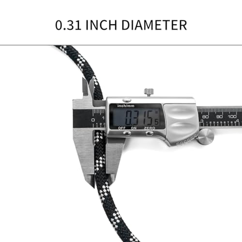 Foto von NewDoar Outdoor-Seil 14KN 8mm(5/16 in) Hochfestes Zubehörseil Doppelt geflochten Multifunktionales Seil für Camping, Wandern, Angeln, Lastentransport, Hängematten, Zelte(Schwarz 8mm, 20ft)