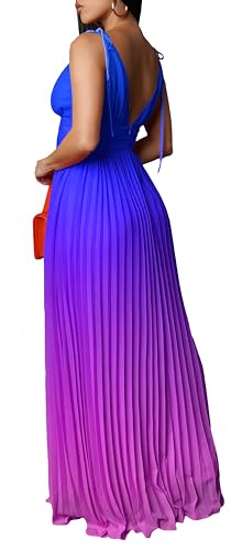Image of ZVO Women Maxi Dress Sexy Cocktail Party Long Dress Summer Loose Beach Dresses A-line Pleated Halter Dress