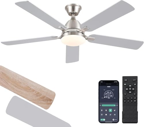 Shanggu Ventilador de techo con luz,132cm empotrable,mando a distancia,motores DC reversibles,3CCT regulable,silencioso,ventilador de techo para dormitorio