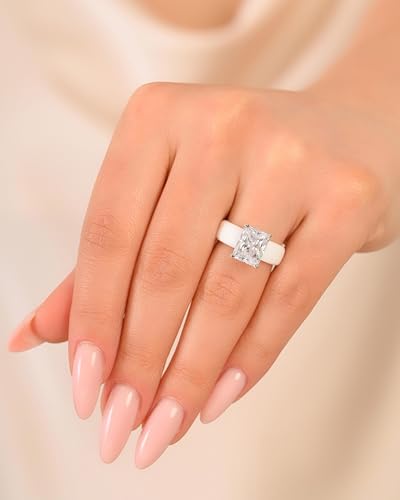 Rinfit Silicone Ring with Stone, Emerald Cut CZ - Wht/Sil, Size 6 - image 3