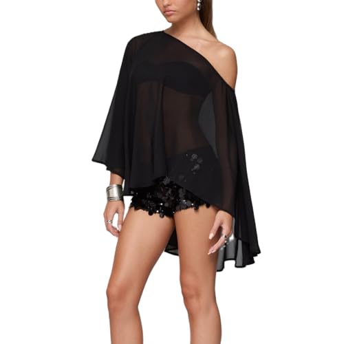 Womens Sheer Poncho Shrug Bolero Lightweight Cover Up Pullover Shrugs Shawl Sweater