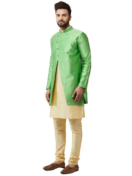 Image of SOJANYA Men's Silk Blend Solid Kurta & Pyjama Set