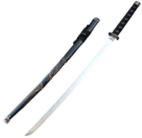 duwanlhridh 居合刀 木刀 模造刀 居合模造刀 鞘付き 竹製 頑丈 未開刃 剣術 練習用 伝統的な工芸 全長100CM 軽量 初心者向け 自宅鍛錬 筋トレ トレーニング用 舞台道具 コスプレ用 室内装飾 (E)