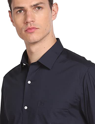 Image of Arrow Men's Solid Full Sleeve Slim Fit Cutaway Collar Cotton Formal Shirt