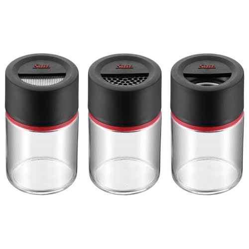 Silit Storio Gewürzstreuer Set 3-teilig, 100ml, Gewürzdose, Gewürzstreuer, Gewürzglas, Glas, Kunststoff, spülmaschinengeeignet