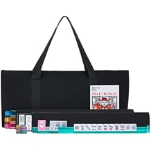 American Mahjong Set - Black Soft Bag - 166 White Engraved Tiles, 4 All-in-One Rack/Pushers Western Mah Jongg Game Set