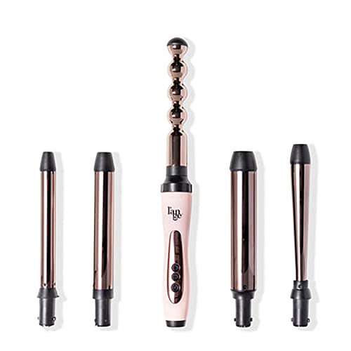 L’Ange Hair Le Cinq 5 in 1 Curling Wand Set - Comes with 19mm, 25mm, 32mm, 19-25mm and Bubble Titanium Barrels - Professional Curling Iron Set - Interchangeable Curling Wand Set
