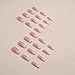 24pcs Pink Press on Nails Medium Coffin Fake Nails With Designs Cute Pink White Gradient False Nails Glossy Glue on Nails Full Cover Artificial Nails Supplies for Women Nail Decoration