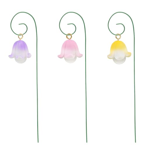 ITROLLE 3PCS Fairy Garden Miniatures Fairy Garden Accessories Flower Set Mini Garden Micro Landscape Ornaments Lily Miniature Glow in The Dark Flower Pick Stand Set Fairy Garden Dollhouse Accessory