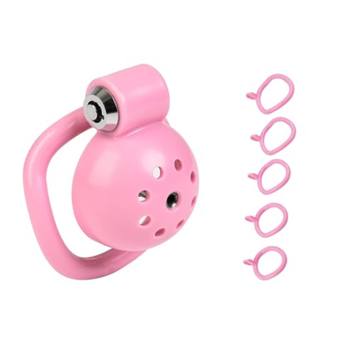 Image of Male Chastity Device Tease Locked Cock Cage Penis Exercise for Men(Pink)