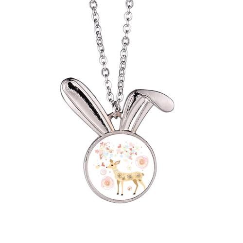 Collier lapin pendentif fleur cerf : bijou fantaisie femme et fille pour look tendance